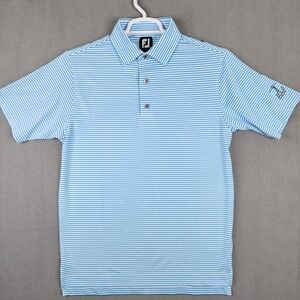 FootJoy Golf Polo Mens S Blue White Striped Anchor Nautical Performance Sporty